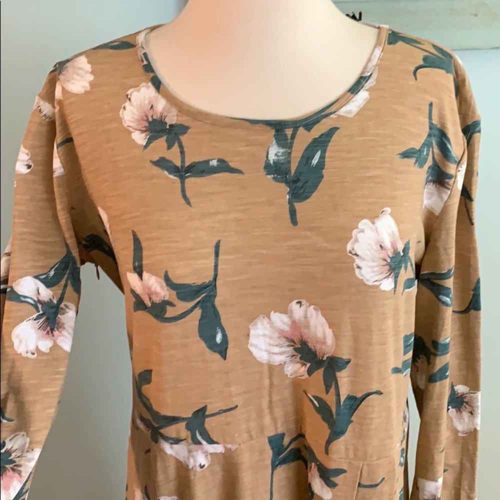 Heathers taupe floral midi dress